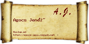Agocs Jenő névjegykártya